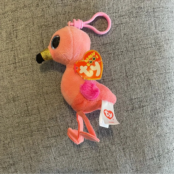 TY BEANIE BOO Pink Flamingo Key Chain - Picture 1 of 5